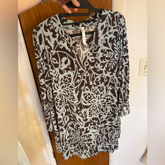 Dear Scarlett Chocolate Mint 3/4 Sleeve V Neck Tunic Top size XL - Picture 12 of 13